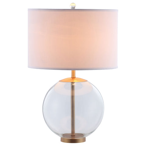 Brockway 27-inch Drum Shade Clear Glass Table Lamp BrassWhite