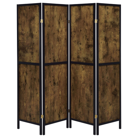 Sable 4-Panel Room Divider Folding Screen Rustic NutmegRustic Nutmeg