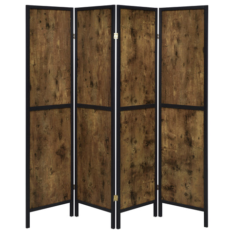 Sable 4-Panel Room Divider Folding Screen Rustic NutmegRustic Nutmeg