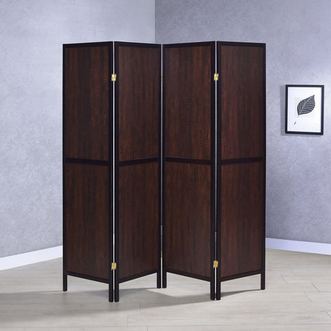 Sable 4-Panel Room Divider Folding Screen Rustic TobaccoRustic Tobacco