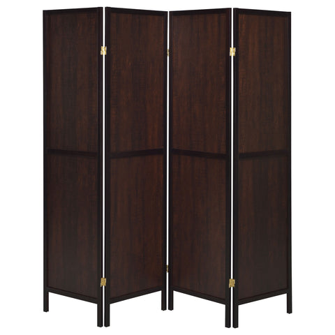 Sable 4-Panel Room Divider Folding Screen Rustic TobaccoRustic Tobacco