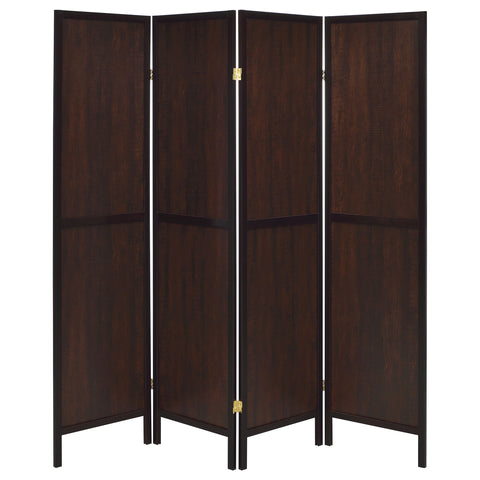 Sable 4-Panel Room Divider Folding Screen Rustic TobaccoRustic Tobacco