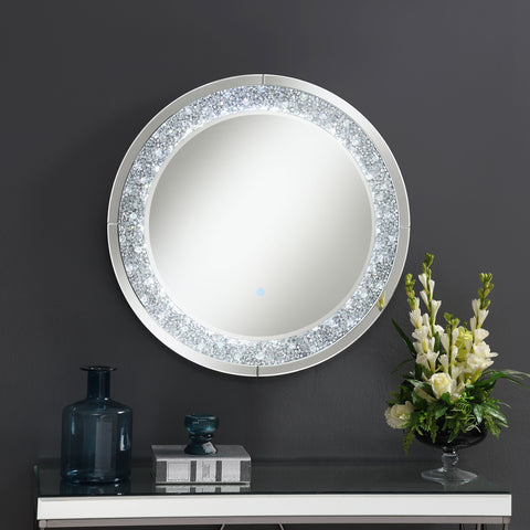 Felicity 32 x 32 Inch Round Wall Mirror LED Lighting SilverMirror