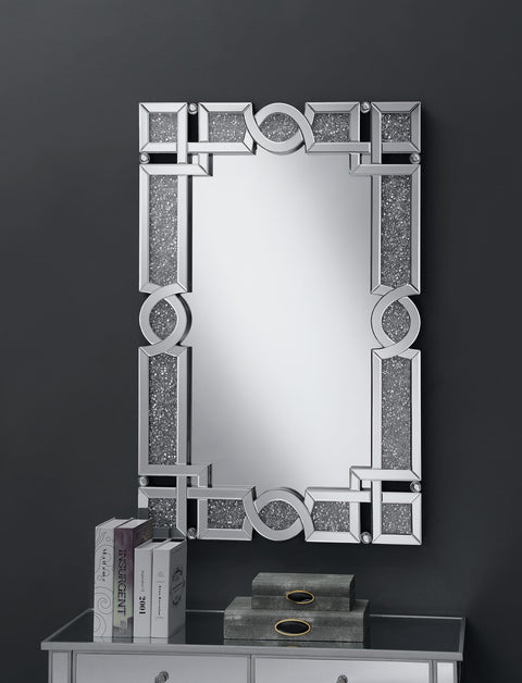 Jeremaine 32 x 47 Inch Acrylic Crystal Frame Wall Mirror SilverMirror