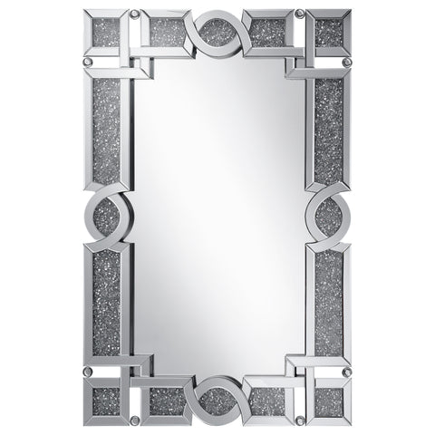 Jeremaine 32 x 47 Inch Acrylic Crystal Frame Wall Mirror SilverMirror