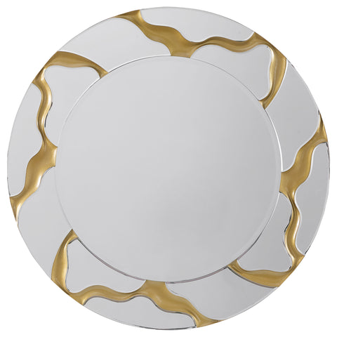 Gunnison 36 x 36 Inch Round Kintsugi Style Wall Mirror GoldGold