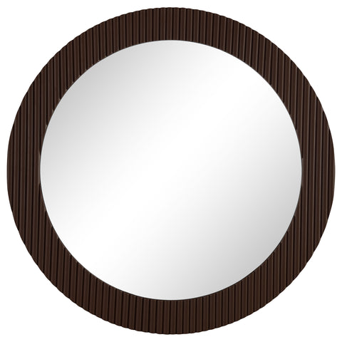 Jessica 40 x 40 Inch Round Reeding Frame Wall Mirror BrownBrown