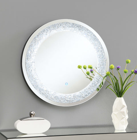 Lilith 32 x 32 Inch Round LED Light Wall Mirror SilverMirror
