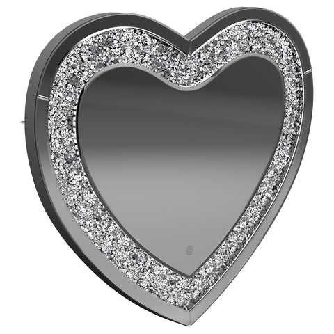 Franco 36 x 30 Inch Heart Shaped LED Light Wall Mirror SilverMirror