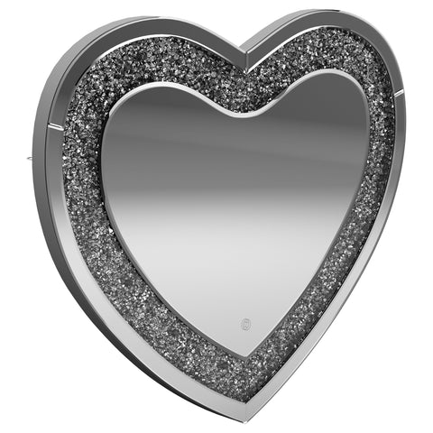 Franco 36 x 30 Inch Heart Shaped LED Light Wall Mirror SilverMirror