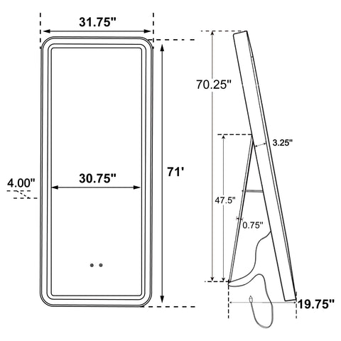Quetzal LED Standing Mirror with Bluetooth Speaker Black