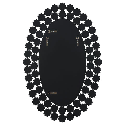 Melody 31 x 47 Inch Oval Wall Mirror Crystal Flowers SilverMirror