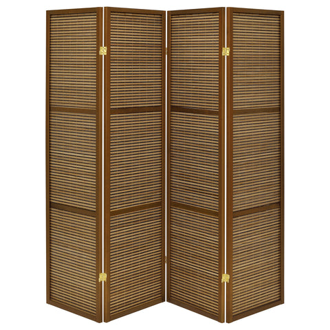 Astilbe 4-panel Bamboo Room Divider Folding Screen WalnutWalnut