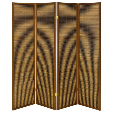 Astilbe 4-panel Bamboo Room Divider Folding Screen WalnutWalnut