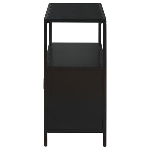 Sanger 2-door Radio Weave Cane Metal Accent Cabinet BlackBlack
