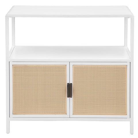 Sanger 2-door Radio Weave Cane Metal Accent Cabinet WhiteWhite