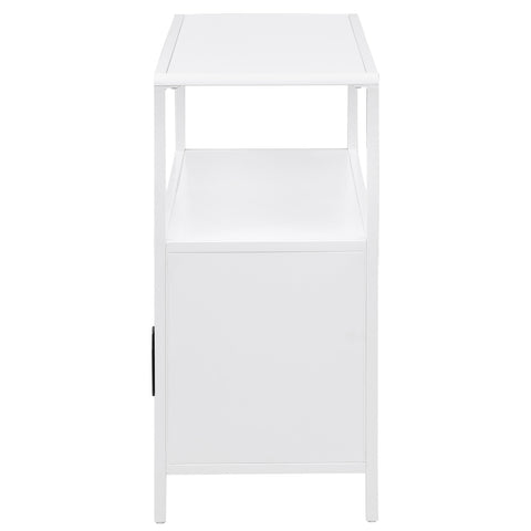 Sanger 2-door Radio Weave Cane Metal Accent Cabinet WhiteWhite