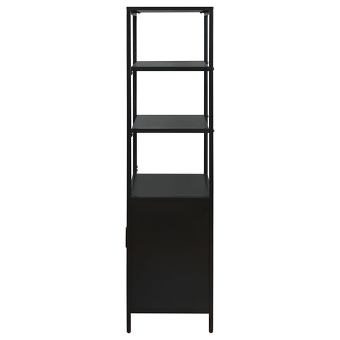 Sanger 3-shelf Radio Weave Cane Metal Accent Cabinet BlackBlack