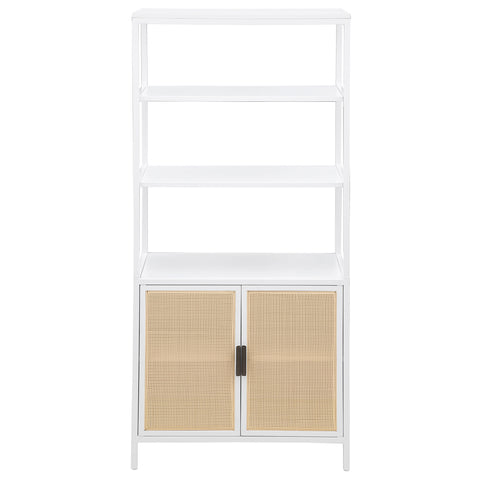 Sanger 3-shelf Radio Weave Cane Metal Accent Cabinet WhiteWhite