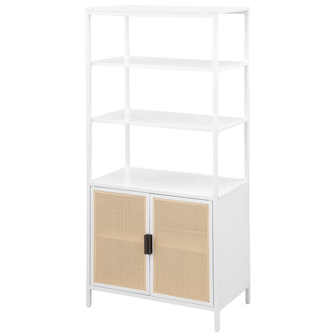Sanger 3-shelf Radio Weave Cane Metal Accent Cabinet WhiteWhite