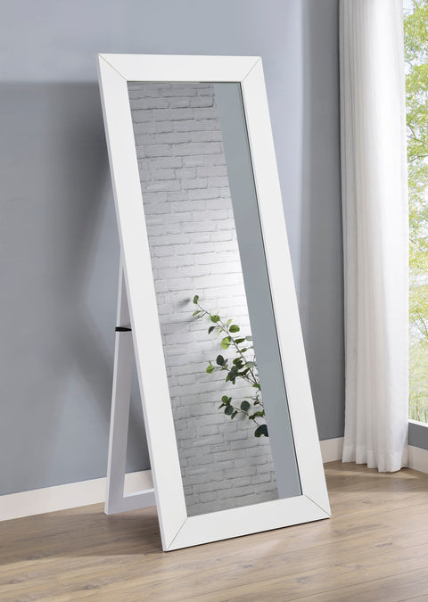 Bledel Tempered Glass Full Length Mirror White High Gloss