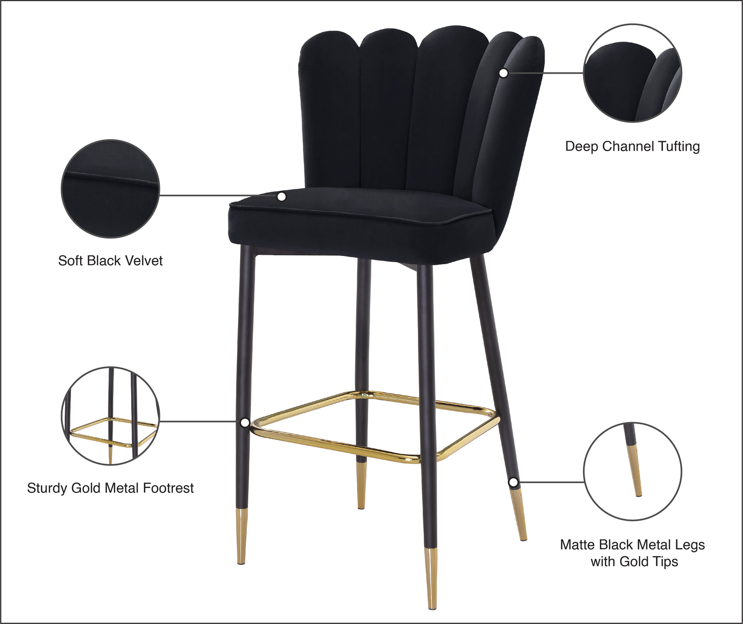 margo black velvet stool c