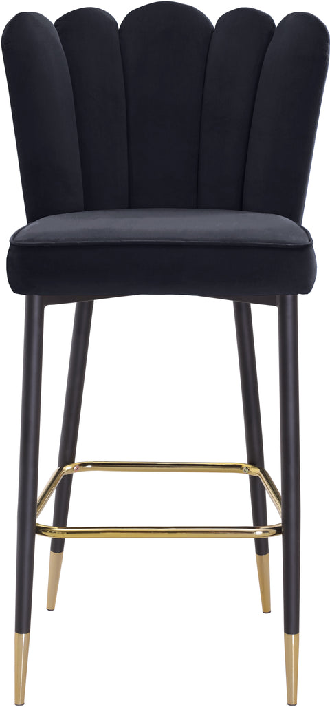 Jolie Black Velvet Upholstered Bar Stool, 2-Piece