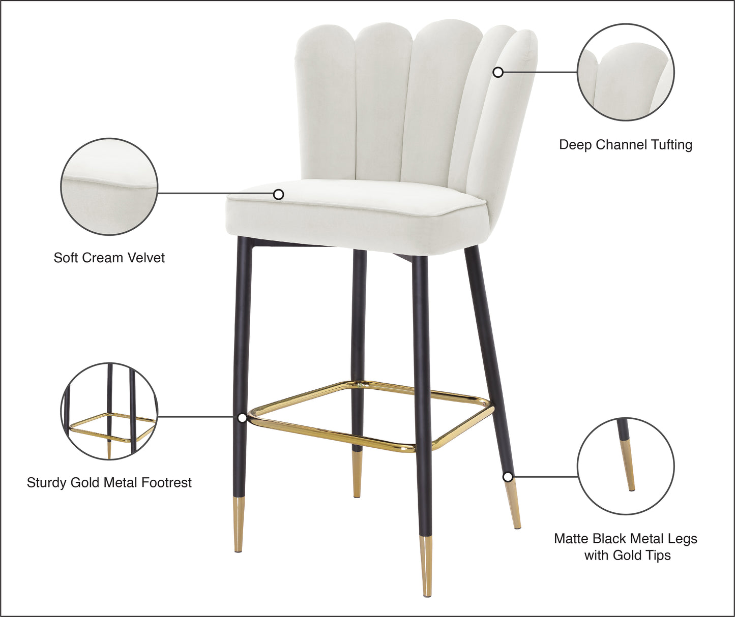 margo cream velvet stool c