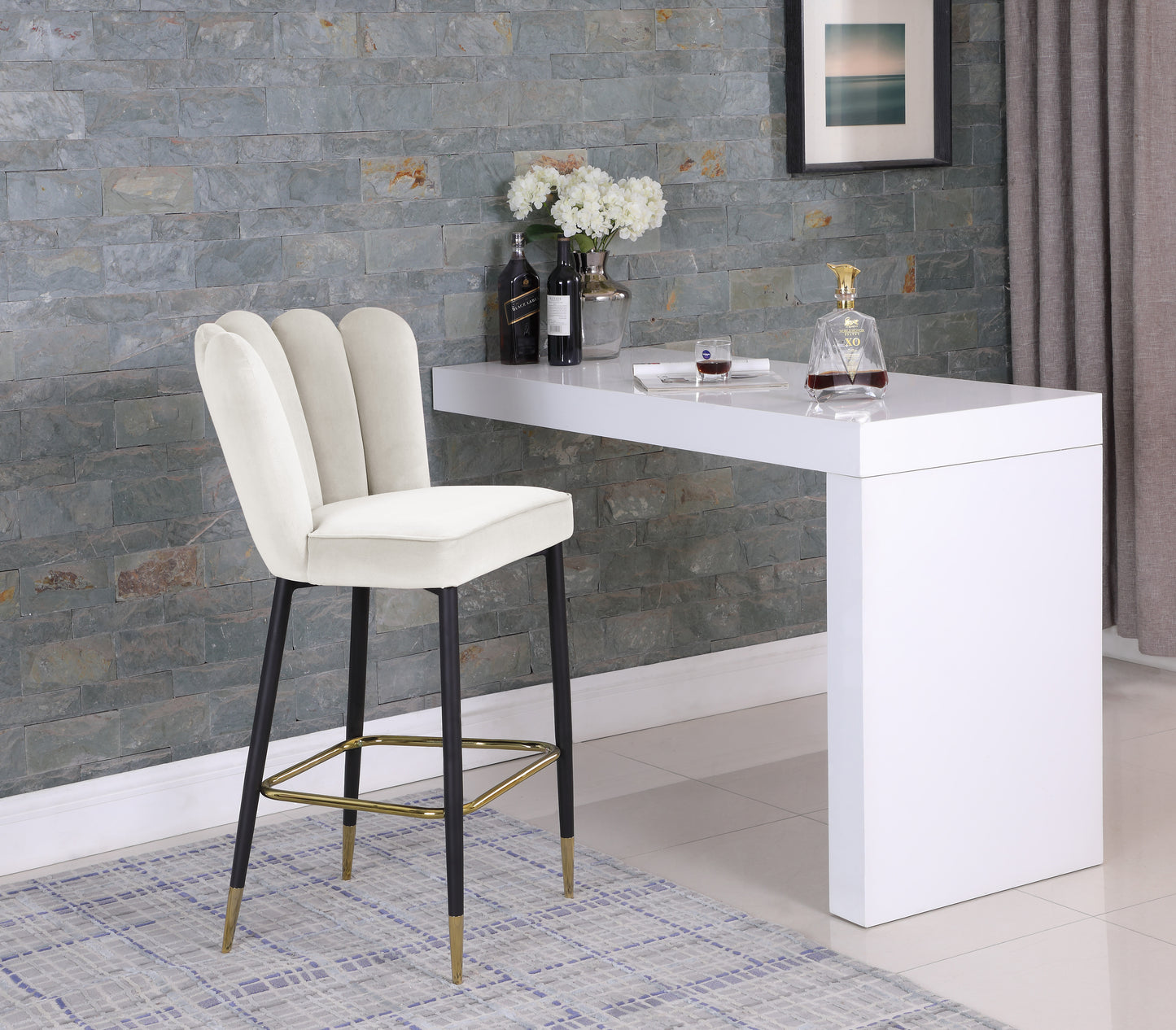 margo cream velvet stool c