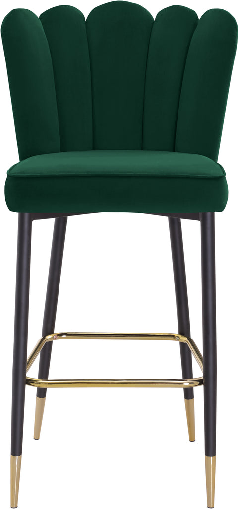 Jolie Green Velvet Upholstered Bar Stool, 2-Piece