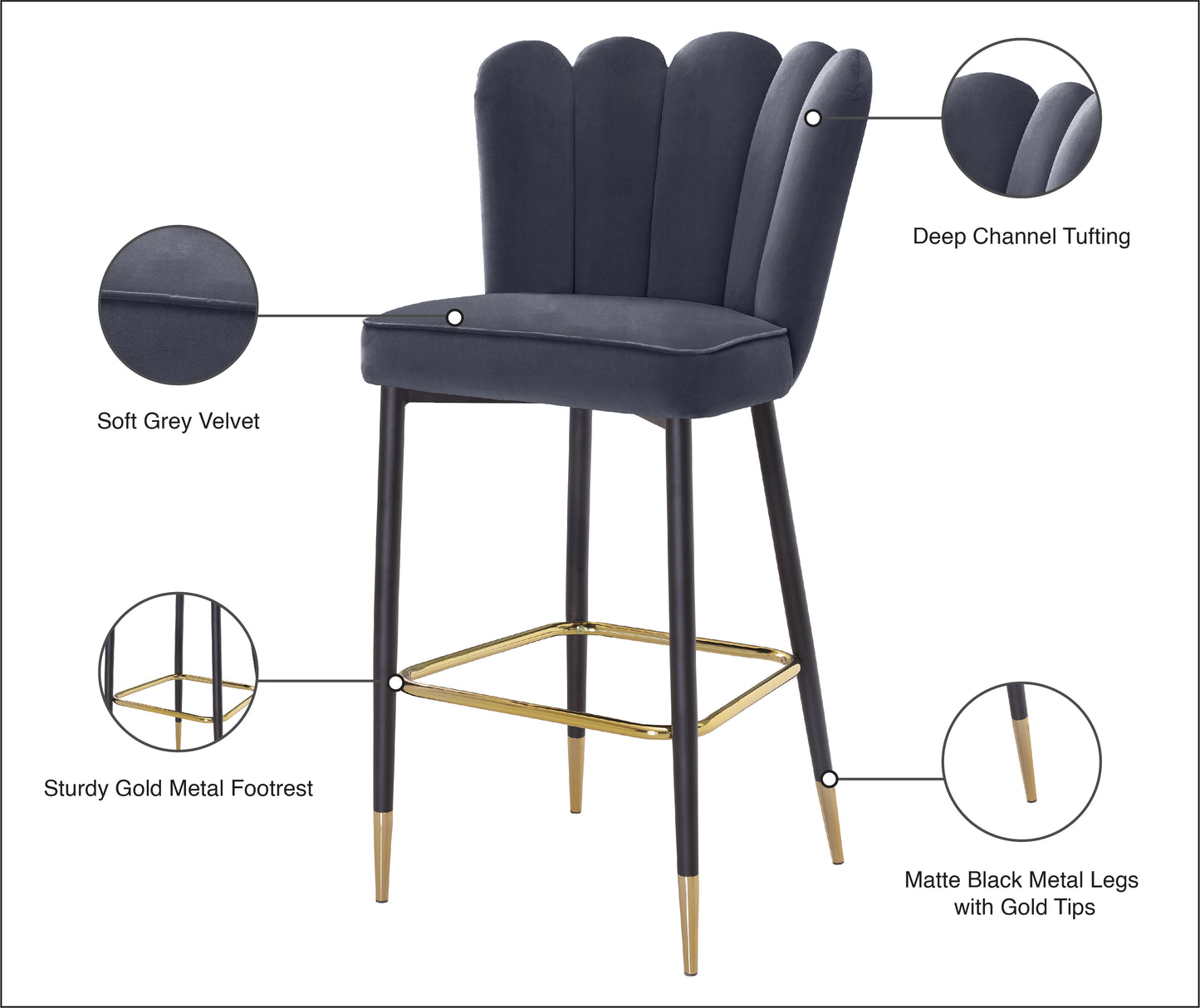 margo grey velvet stool c