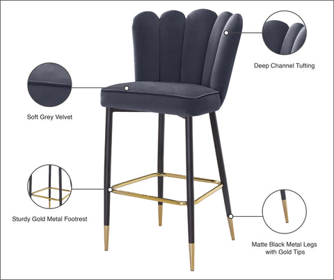 Margo Grey Velvet Stool C