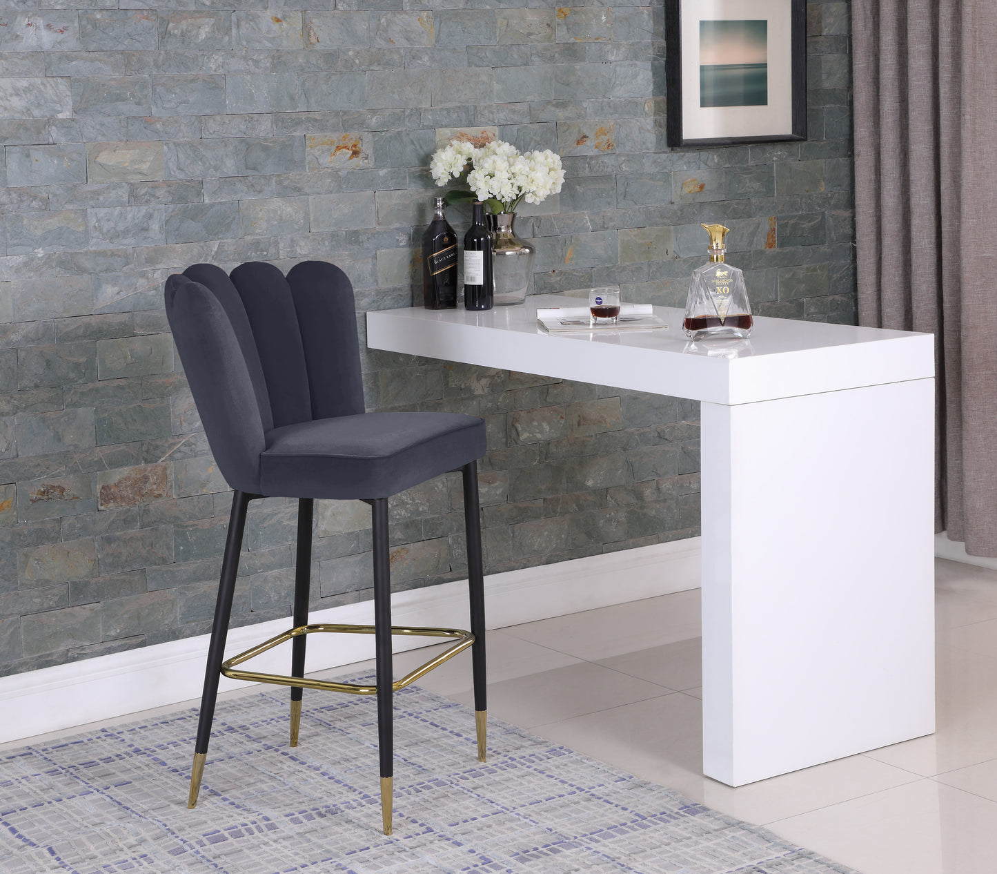 margo grey velvet stool c