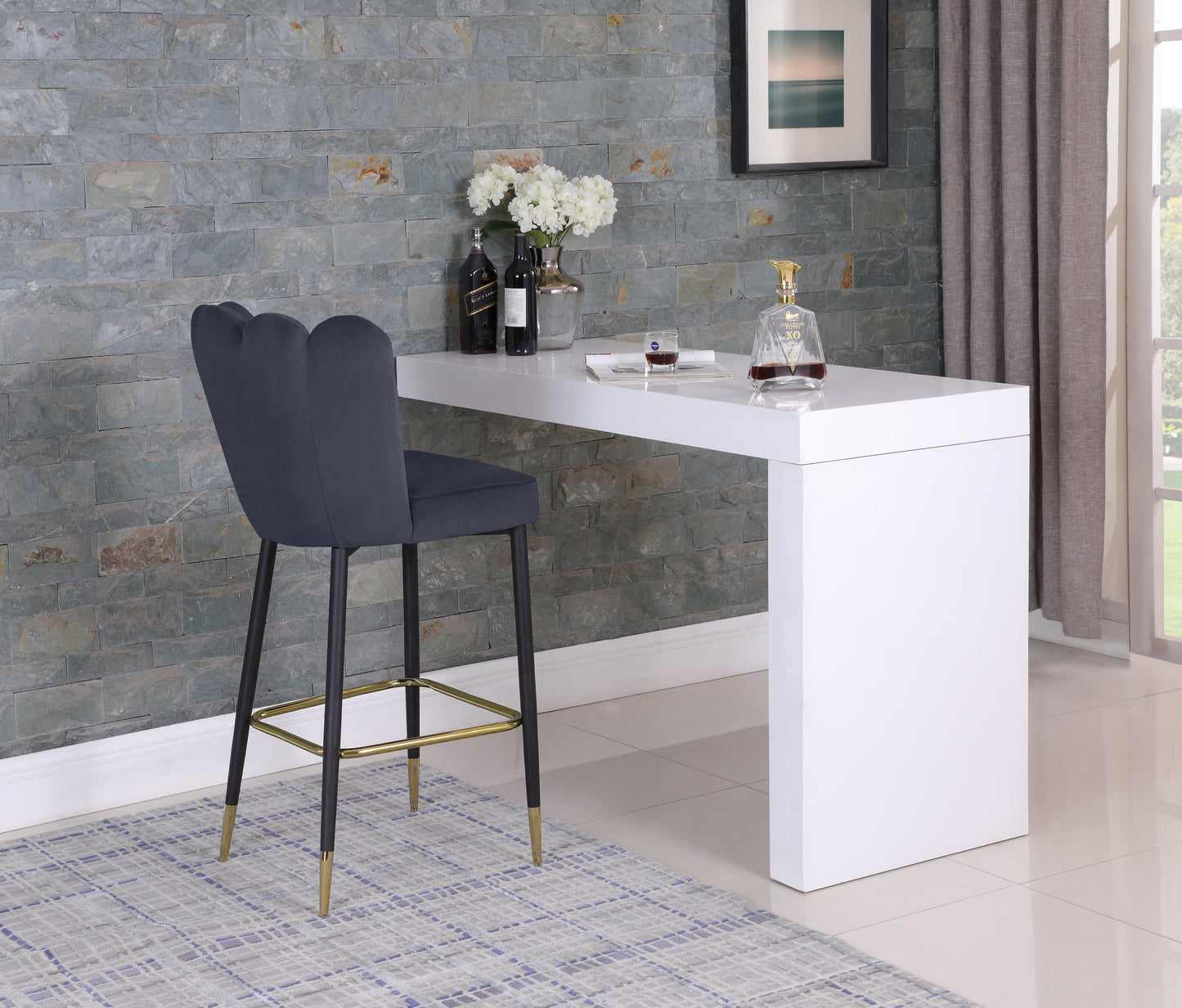 margo grey velvet stool c