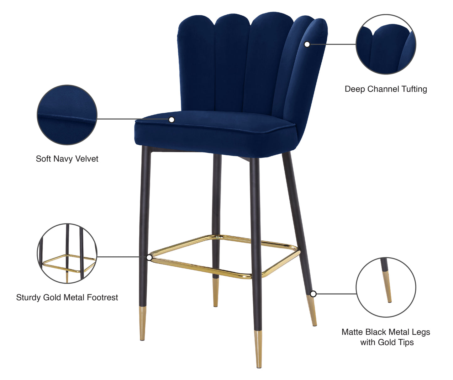 margo navy velvet stool c