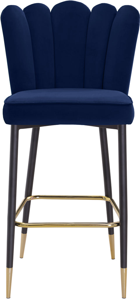 Jolie Navy Velvet Upholstered Bar Stool, 2-Piece