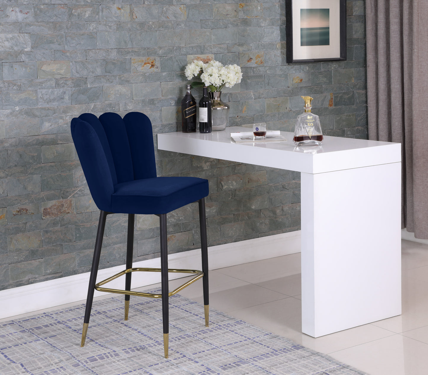 margo navy velvet stool c