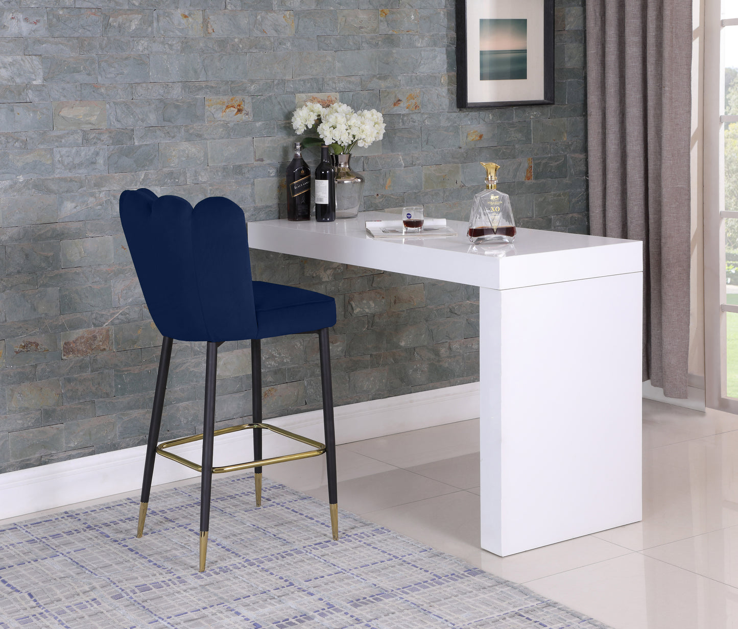 margo navy velvet stool c