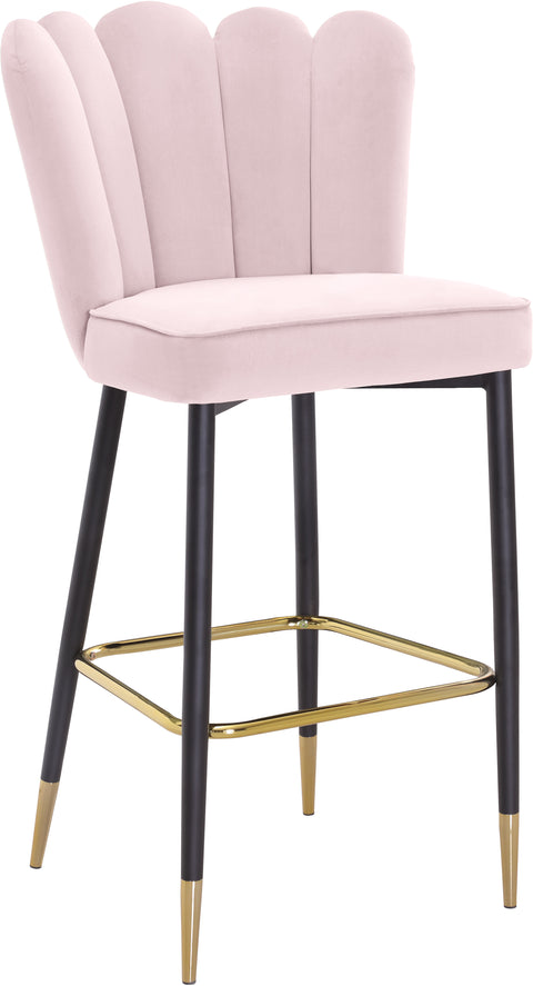Jolie Pink Velvet Upholstered Bar Stool, 2-Piece