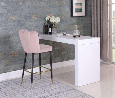 Jolie Pink Velvet Upholstered Bar Stool, 2-Piece