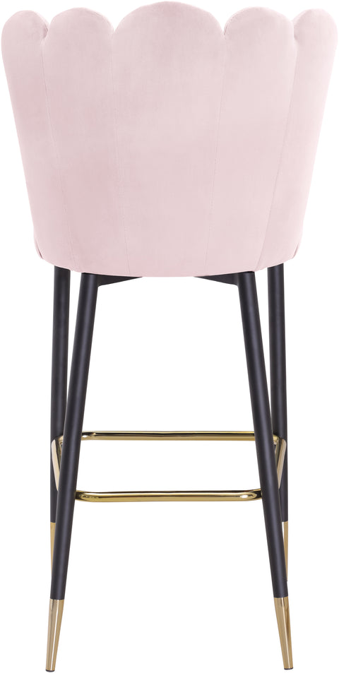 Jolie Pink Velvet Upholstered Bar Stool, 2-Piece