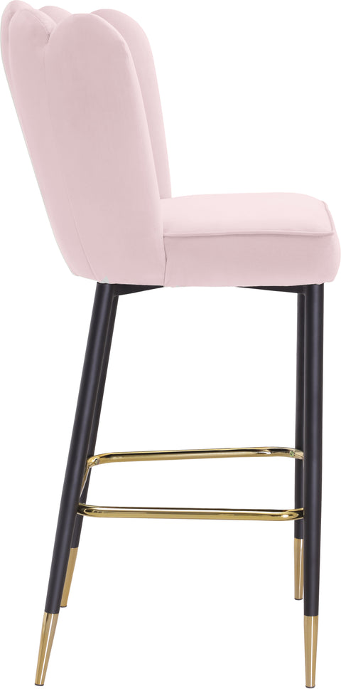 Jolie Pink Velvet Upholstered Bar Stool, 2-Piece