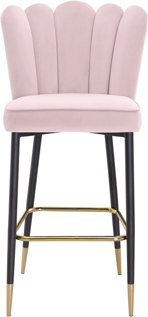 Jolie Pink Velvet Upholstered Bar Stool, 2-Piece