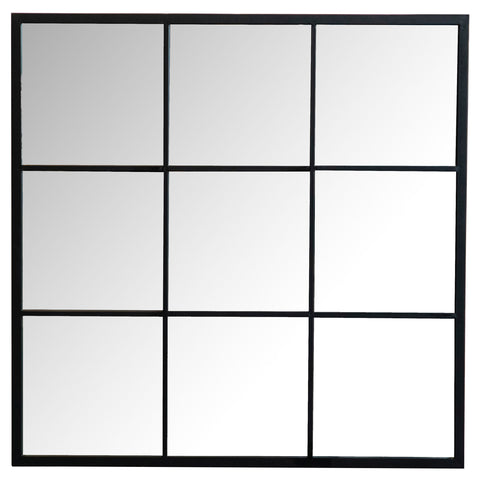 Antonella 35 x 35 Inch Square Window Pane Wall Mirror BlackBlack