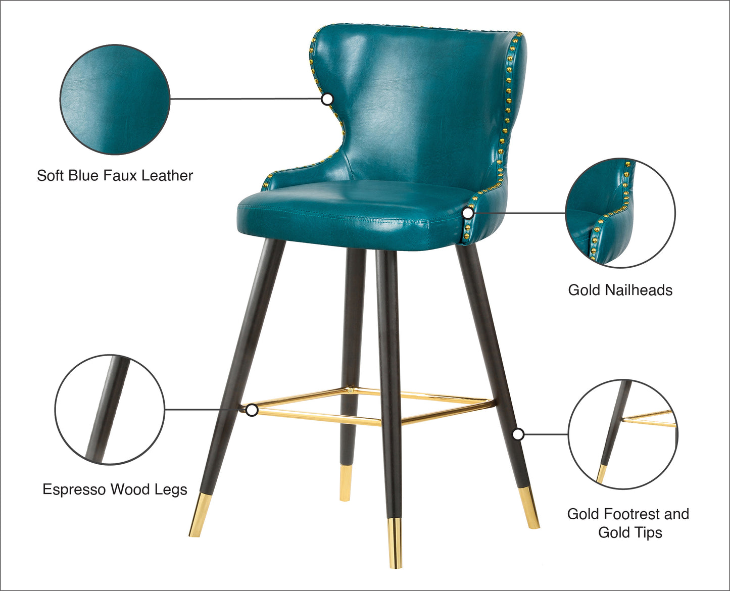 gallo blue faux leather counter/bar stool c