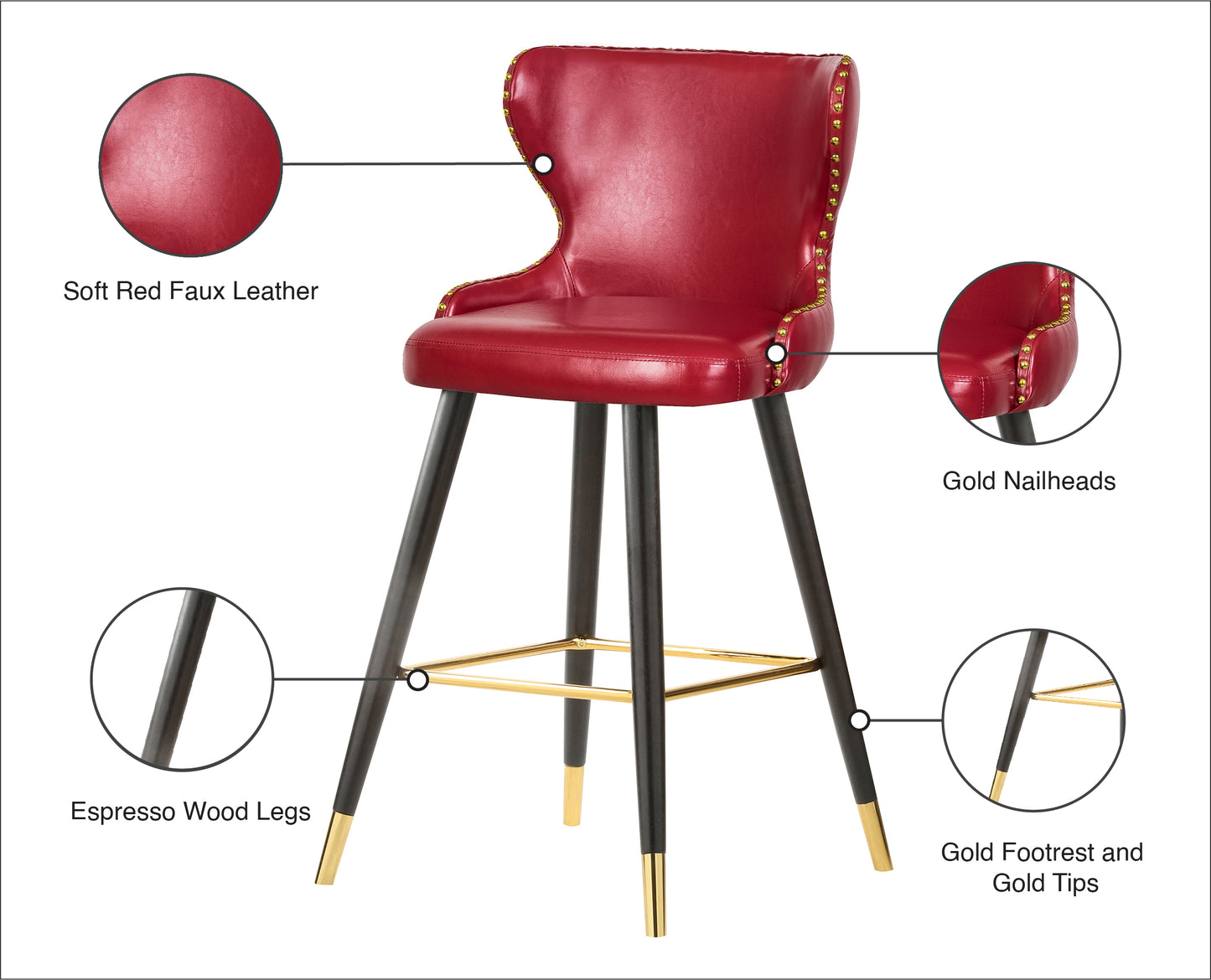 gallo red faux leather counter/bar stool c