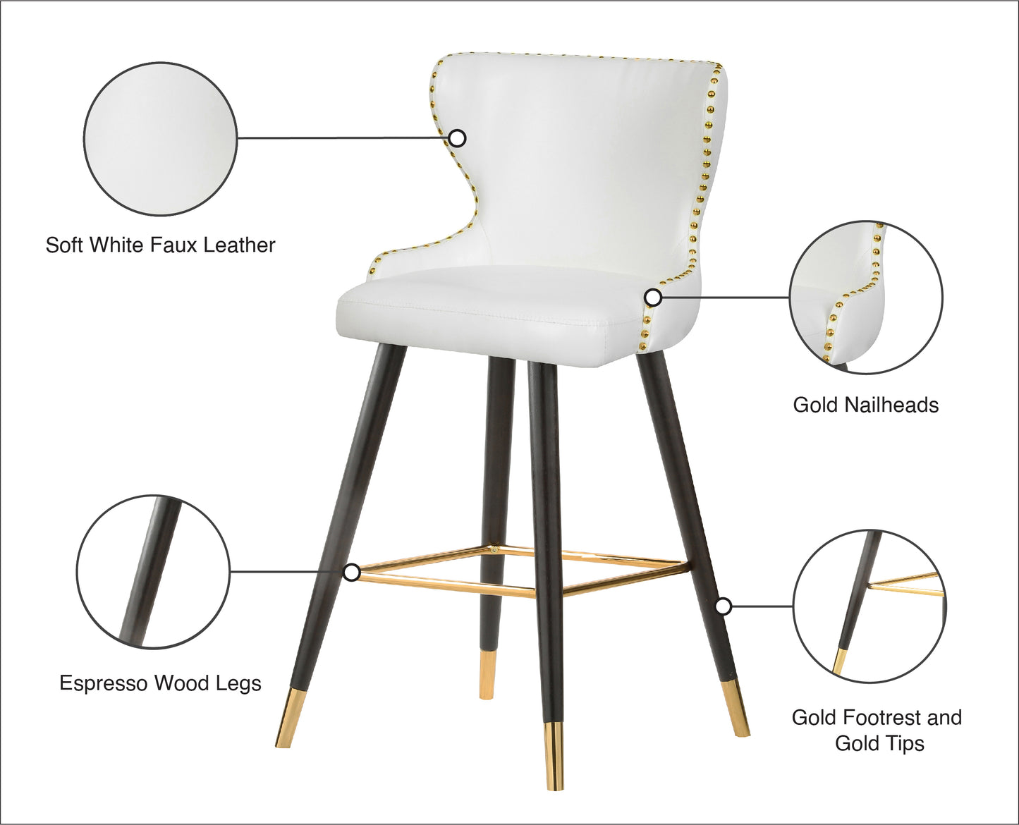 gallo white faux leather counter/bar stool c