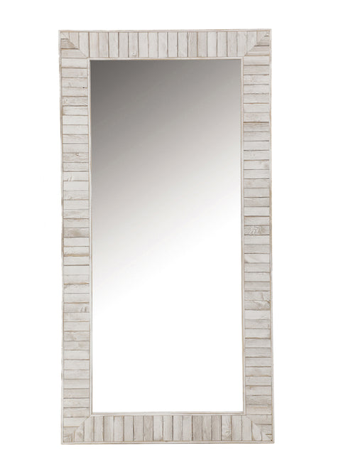 Cara 34 x 68 Inch Wood Framed Floor Mirror WhiteWhite
