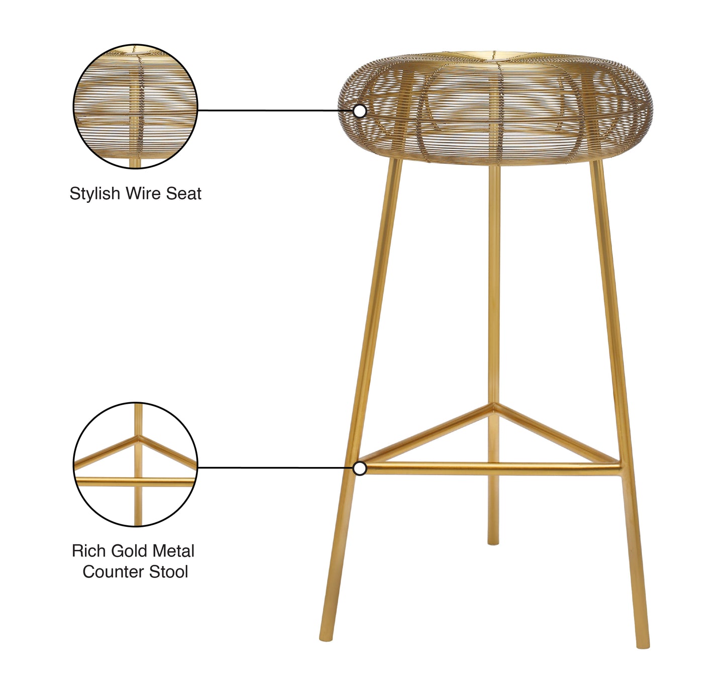 terrazo gold metal counter stool gold