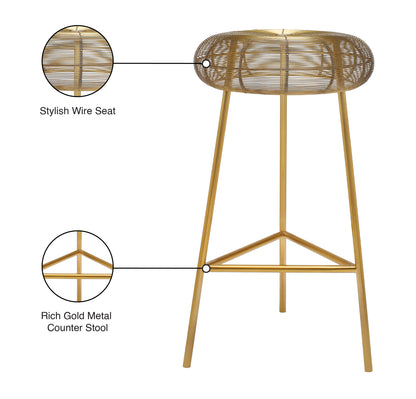 Terrazo Gold Metal Counter Stool Gold